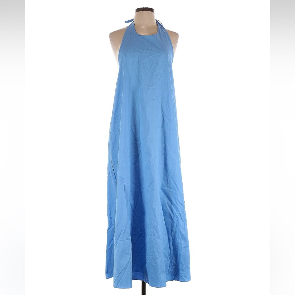 TUCKERNUCK Pomander Place Large Blue Halter Cotton Maxi Dress